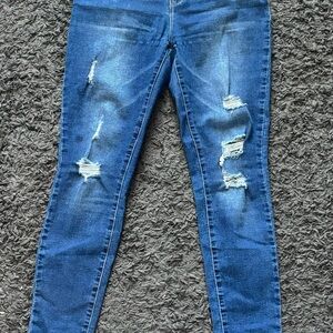 Classic Blue Distressed Skinny Jeans